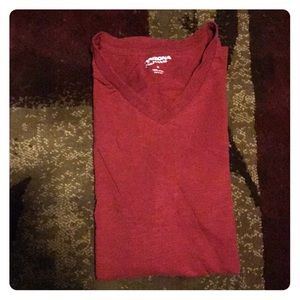 Red v-neck t-shirt